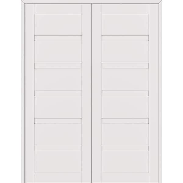 Belldinni Louver 48 in. x 95.25 in. Both Active Snow White Wood Composite Double Prehung Interior Door