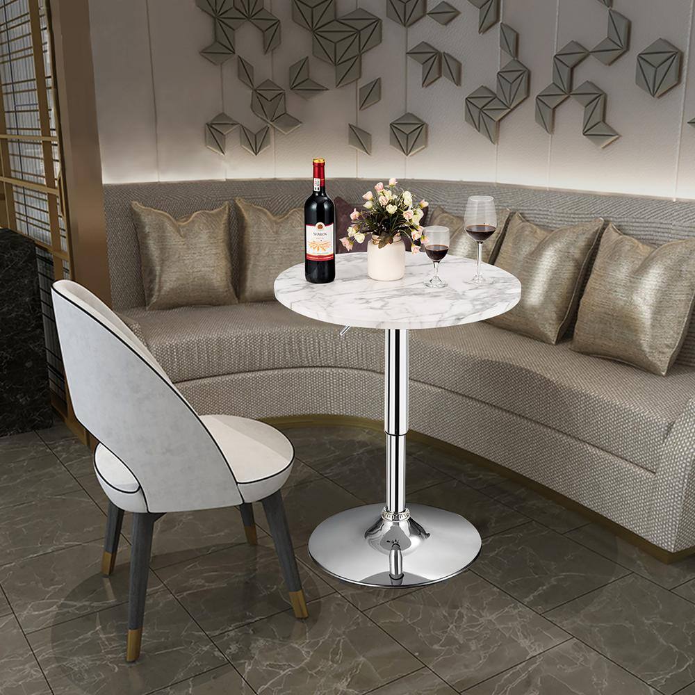 Elevate 24" Round White Marble & Metal Counter Height Bar Stools - Set of 6