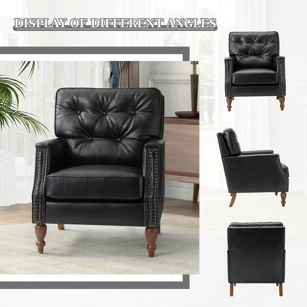 Pottery barn discount black leather chair