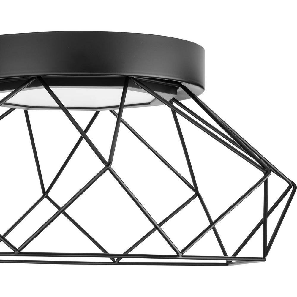 Geodesic Matte Black LED Flush Mount Light with Diamond Frame