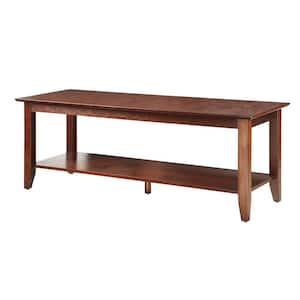 American Heritage 48 in. Espresso Large Rectangle Wood Coffee Table with Shelf