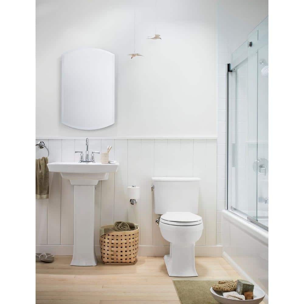 White Ceramic Elongated Two-Piece High Efficiency Toilet