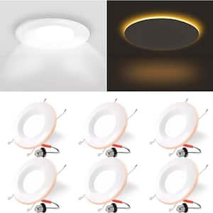 5/6 in. Housing Required IC Rated Dimmable Integrated LED Recessed Light Trim with Night Light (6-Pack)