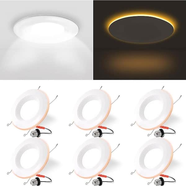 Energetic Lighting 5/6 in. Housing Required IC Rated Dimmable Integrated LED Recessed Light Trim with Night Light (6-Pack)