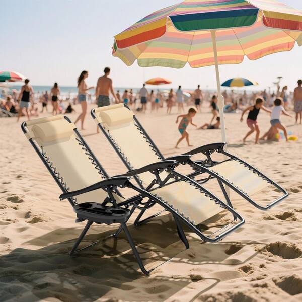 MoNiBloom (Set of 2) Patio Lounge Foldable Zero Gravity Chair with