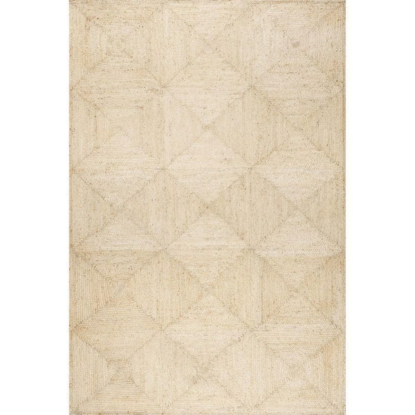 Juniper Tiled Jute Beige 6 ft. x 9 ft. Indoor/Outdoor Patio Rug