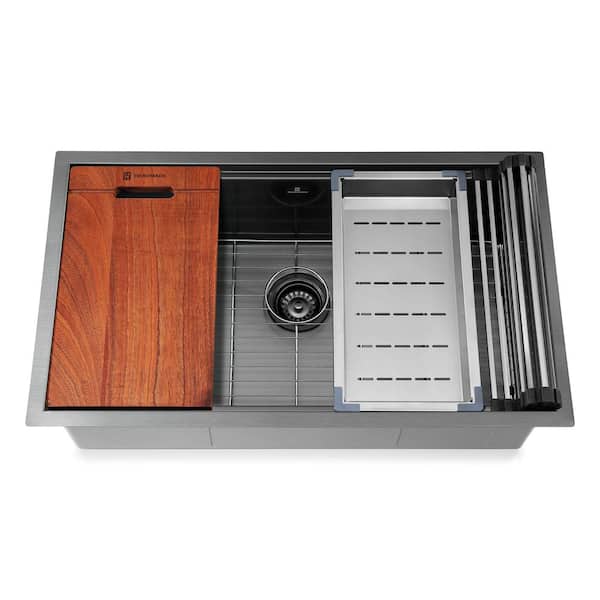 KINWELL Stainless Steel 32 in. Single Bowl Undermount Kitchen Sink without Faucet