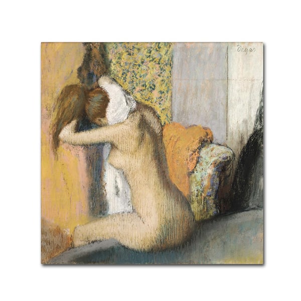Trademark Fine Art After The Bath Woman Drying Neck by Edgar Degas People Art Print 14 in. x 14 in.