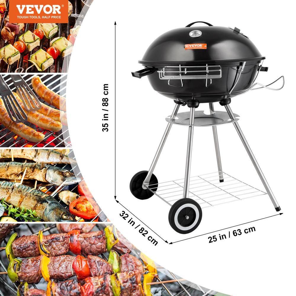 VEVOR 32'' Black Porcelain-Enameled Kettle Charcoal Grill