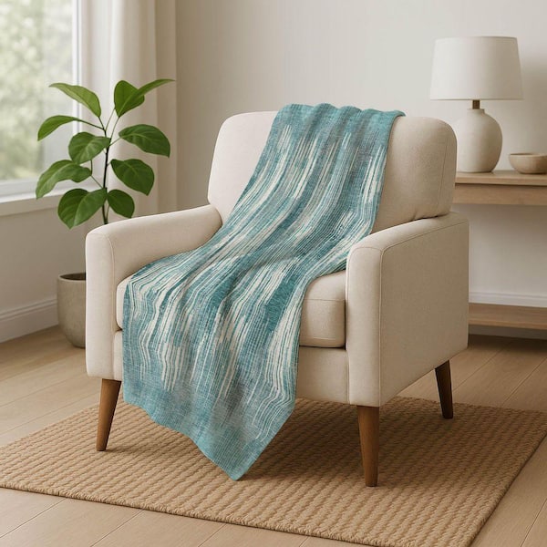 Premium Machine Washable ASB893 Teal 50 in. x 70 in. Sherpa Throw Blanket