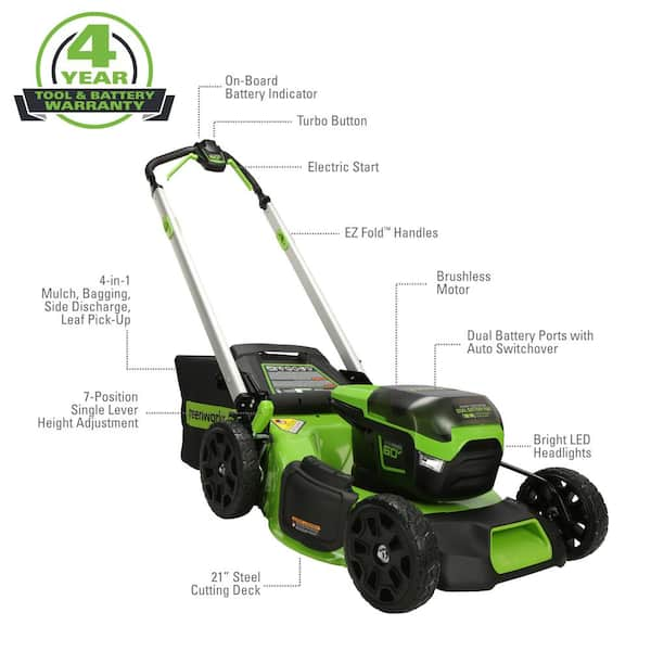 Yardforce 60v Self-Propelled Mower with 2 4Ah Batteries, Rapid Charger