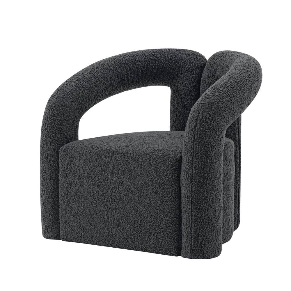 Darian Black Boucle Upholstered Accent Chair with Pine Wood Frame