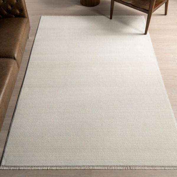 Raya Contemporary Solid Area Rug Cream 9 ft. x 12 ft. Area Rug
