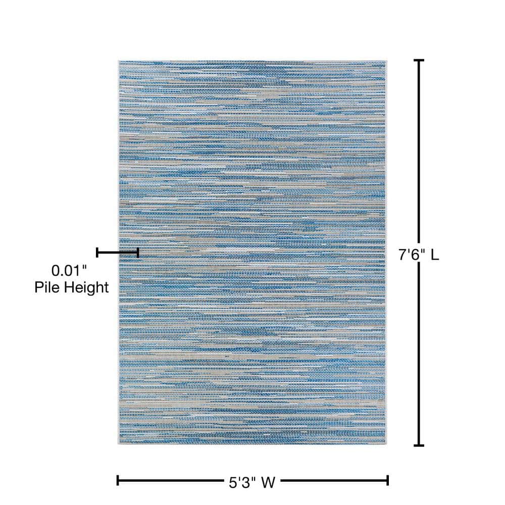 Breeze Ocean-Champagne 5' x 7' Flat Woven Reversible Area Rug