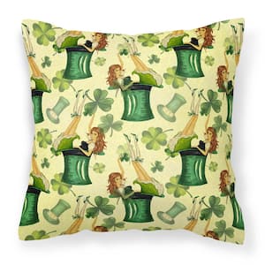 14 in. x 14 in. Multi-Color Lumbar Outdoor Throw Pillow Watercolor St. Patrick's Day Party