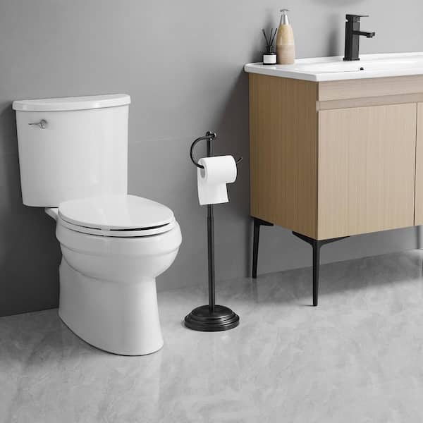 Naturous Freestanding Toilet Paper Holder – Stainless Steel Stand With Reserve Storage, Holds 5–6 Rolls, Oil Rubbed Bronze, No Drilling, Non-Slip Base