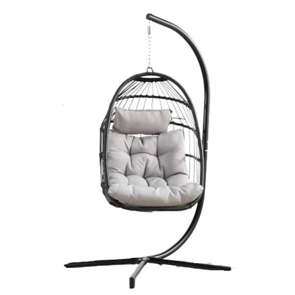 cenadinz Hanging Folding Egg Chair, Aluminum Frame Patio Swing, 330 lbs. Capacity