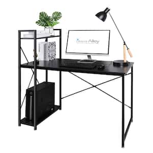 21 in. Rectangular Black Computer Desk with Shelves