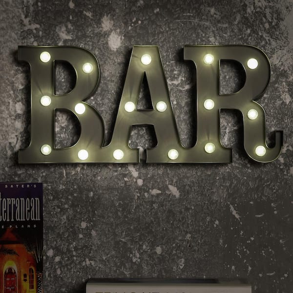 klinker Gooey Wissen Luxen Home Illuminated Bar Marquee Battery-Op LED Freestanding or Wall  Mounted Tin Lighted Sign WH148 - The Home Depot
