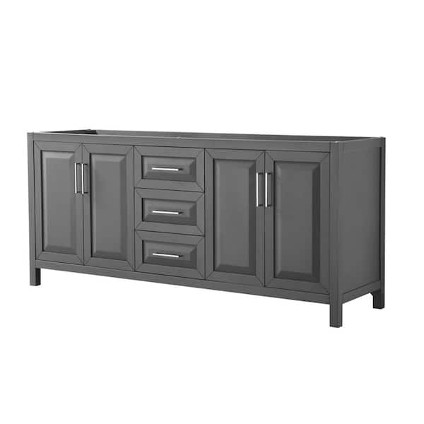 Wyndham Collection Daria 78.75 in. Double Bathroom Vanity Cabinet Only in Dark Gray