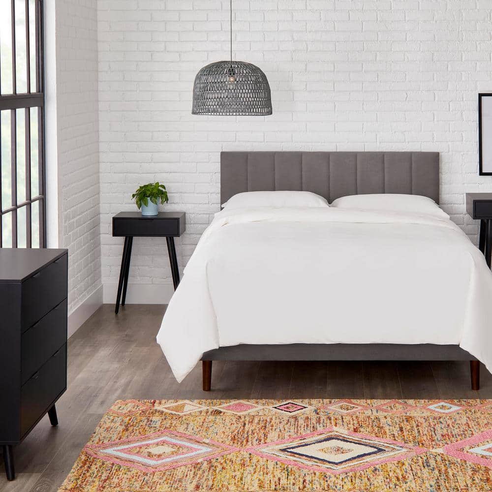 StyleWell Warrenton Charcoal Gray Upholstered King Platform Bed with ...