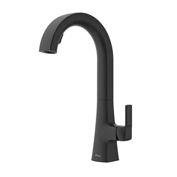 Vaneri Single Handle 15.75 in. Pull Down Sprayer Kitchen Faucet with 360° Spout Swivel in Spot Defense Matte Black