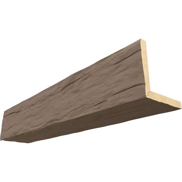 Ekena Millwork Endurathane 4 in. H x 8 in. W x 10 ft. L Riverwood Rustic Taupe Faux Wood Beam