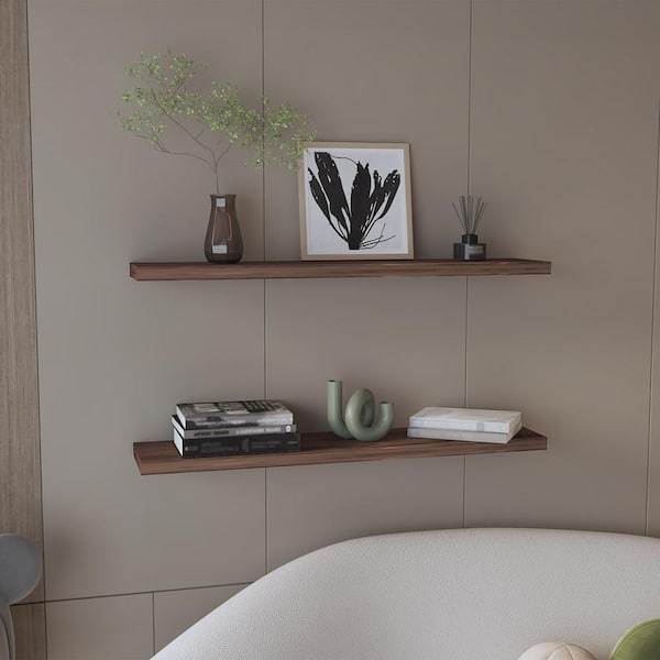 47 in. W x 10 in. D Walnut Wall Mounted Floating Shelves