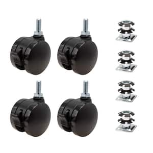 2 in. Black Furniture Swivel Brake Caster 440 lbs. Load Rating for 1 in. Square, 16 up to 18 gauge tubing (4-Pack)