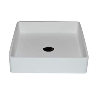 Passage 1-Piece Man Made Stone Vessel Sink with Pop Up Drain in Matte White