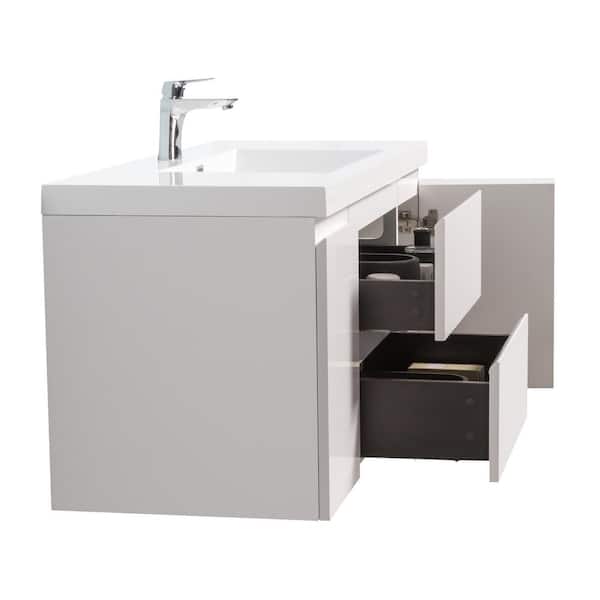 Newport 46.9 in. W x 19.5 in. D x 20.5 in. H Single Sink Bath Vanity in White with White Resin Top