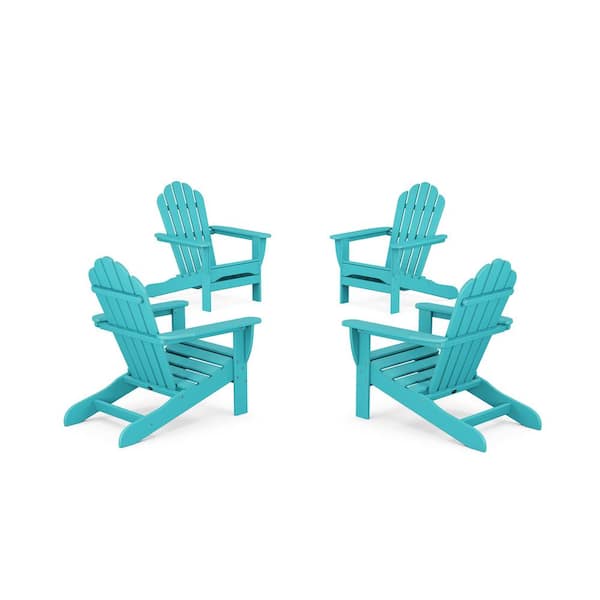 Trex Outdoor Furniture Monterey Bay 4-Piece Plastic Patio Conversation Set Adirondack Chair in Aruba