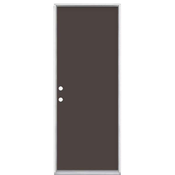 Masonite 30 in. x 80 in. Flush Right-Hand Inswing Willow Wood Painted Steel Prehung Front Exterior Door No Brickmold