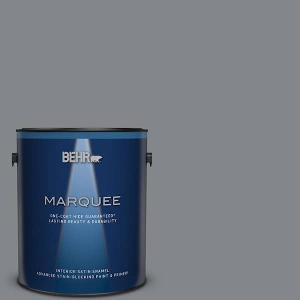 BEHR MARQUEE 1 gal. #N500-5 Magnetic Gray color One-Coat Hide Satin Enamel Interior Paint & Primer