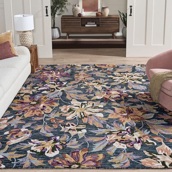 Blossom 10 ft. x 14 ft. Ivory/Plum Floral Area Rug