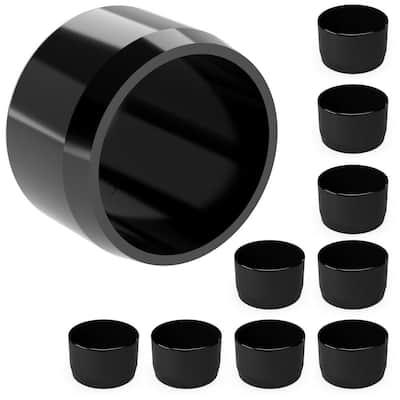 1 in. Furniture Grade PVC External Flat End Cap in Black (10-Pack)