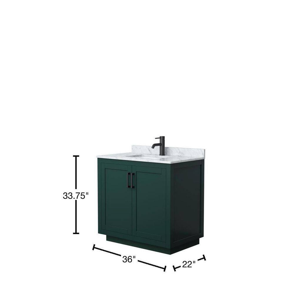 Miranda 36" Green Freestanding Bathroom Vanity with Marble Top