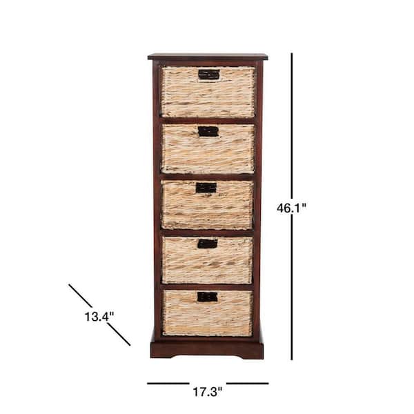 Safavieh 17.3-in x 46.1-in 5-Drawer Distressed Black Wood Drawer