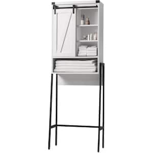 9.9 in. W x 69.9 in. H x 23 in. D White Over The Toilet Storage with Adjustable Shelf & Sliding Door in White