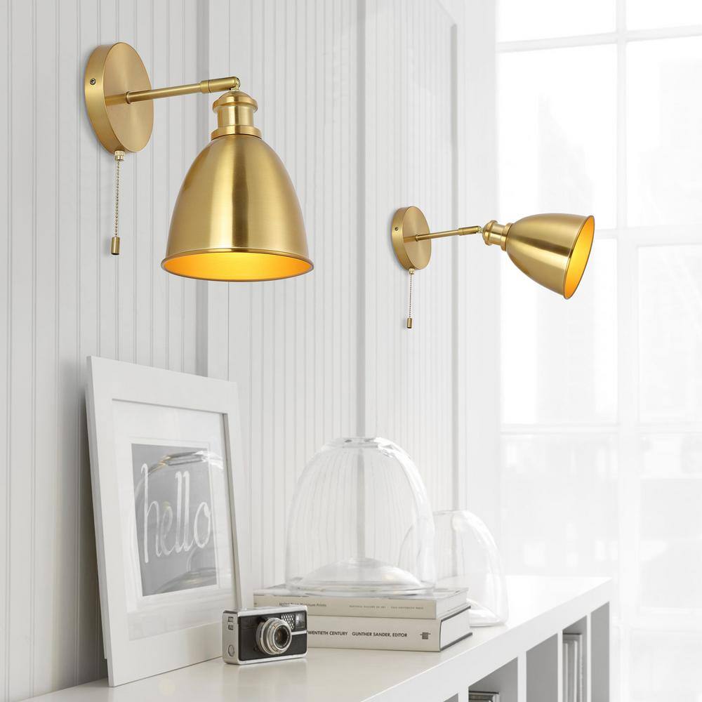 Hudson Industrial 10'' Brass Gold Dimmable LED Wall Sconce
