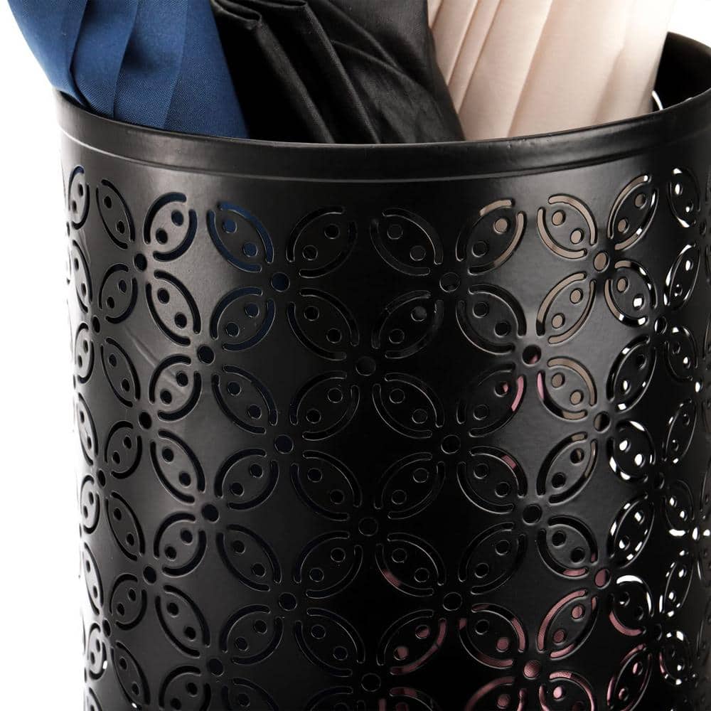 Black Metal Round Water Resistant Umbrella Stand
