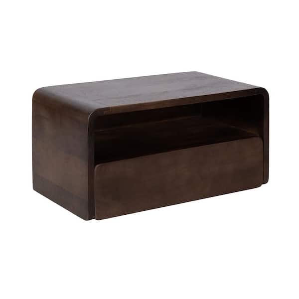 Kato 18 in. Dark Brown Rectangle Solid Wood Floating End Table