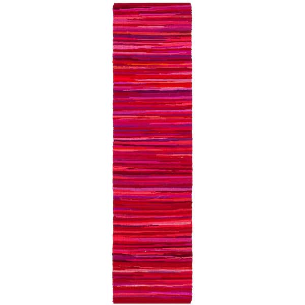SAFAVIEH Rag Rug Red/Multi 2 ft. x 6 ft. Striped Gradient Runner Rug