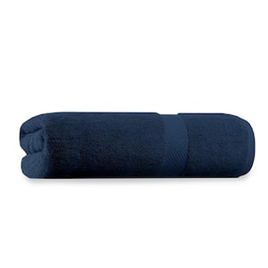 Navy Blue Solid 100% Organic Cotton Luxuriously Plush Bath Towels (Set of 1)