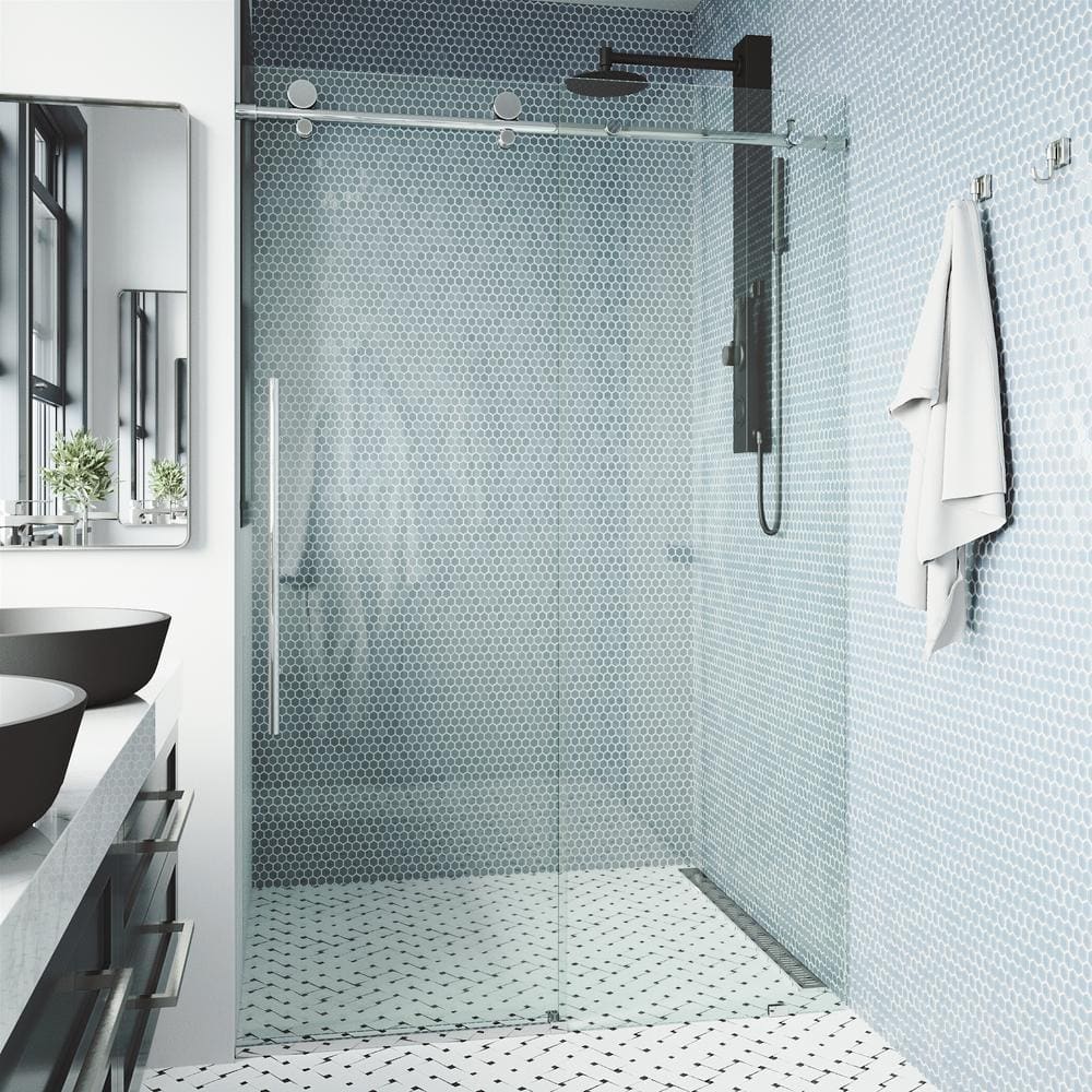 Elan E-Class 72" Frameless Chrome Sliding Shower Door with Clear Glass