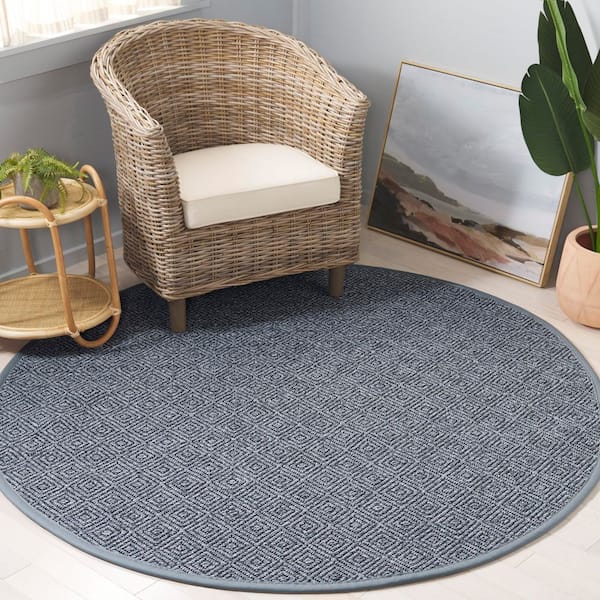 Napa Fau x Sisal 100 6 ft. x 6 ft. Marble/Charcoal Geometric Round Area Rug