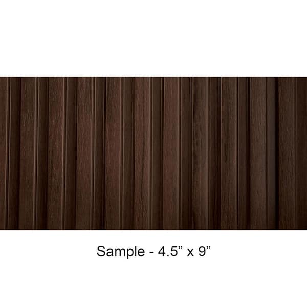 FROM PLAIN TO BEAUTIFUL IN HOURS Take Home Sample - Medium Slats 1/2 in. x 0.375 ft. x 0.75 ft. Teak Brown Glue-Up Foam Wood Wall Panel(1-Piece/Pack)