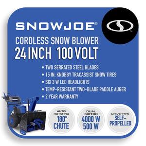100V IONMAX 24 in. Cordless Dual-Stage/ Electric Snow Blower with 2 x 5.0 Ah Batteries and Charger