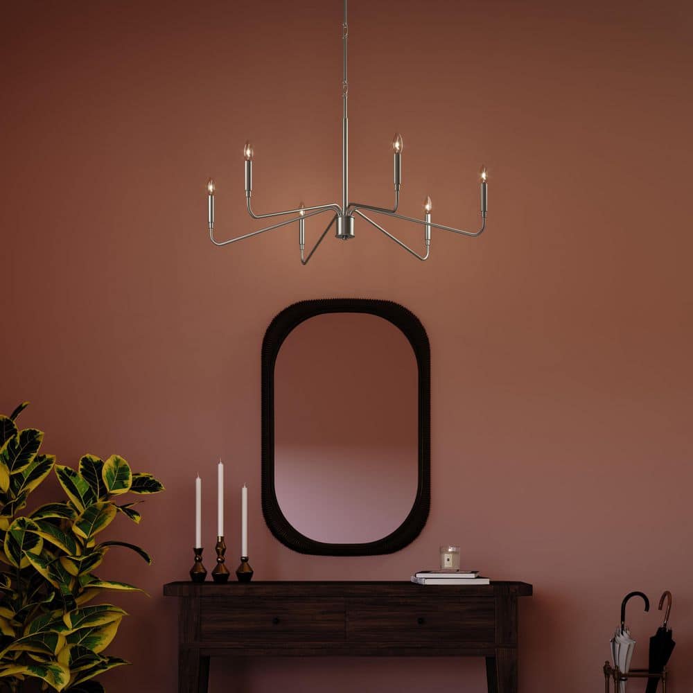 Pilar 6-Light Brushed Nickel Transitional Empire Circle Chandelier price history on PriceWatchPro