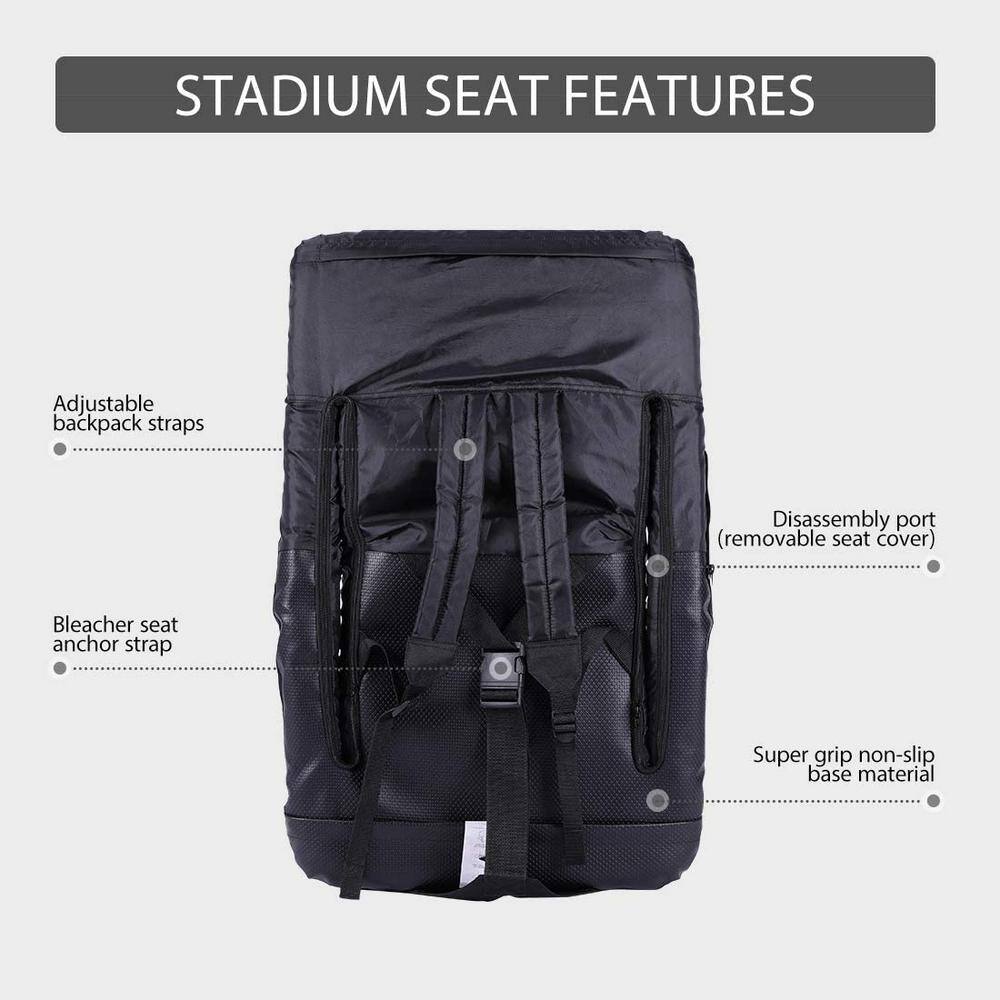 Black 20'' Portable Reclining Stadium Seat Chairs with Armrests, Set of 2
